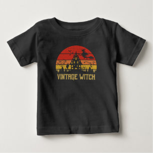Halloween Vintager HexenRetro-Sonnenuntergang Baby T-shirt