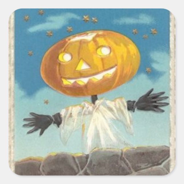 Halloween-Vintager Pumpkettenaufkleber Quadratischer Aufkleber (Vorderseite)