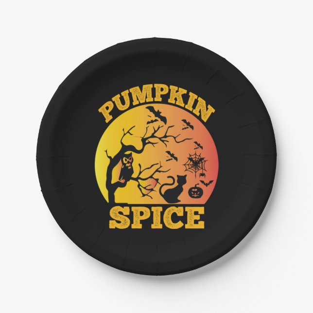 Halloween Vintager Pumpkin Gewürz Geburtstag Pappteller (Vorderseite)