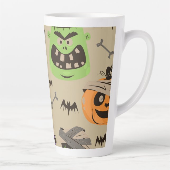 Halloween Vintages Muster Latte Tasse (Rechts)