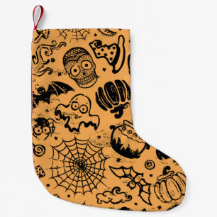 Halloween Vintages nahtloses Geschäft Kleiner Weihnachtsstrumpf