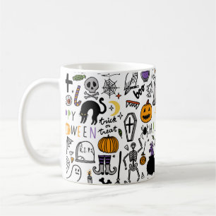 Halloween Vintages Set. Niedliches Silicon-Symbol Kaffeetasse