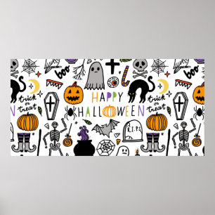 Halloween Vintages Set. Niedliches Silicon-Symbol Poster