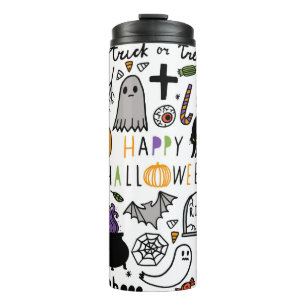 Halloween Vintages Set. Niedliches Silicon-Symbol Thermosbecher