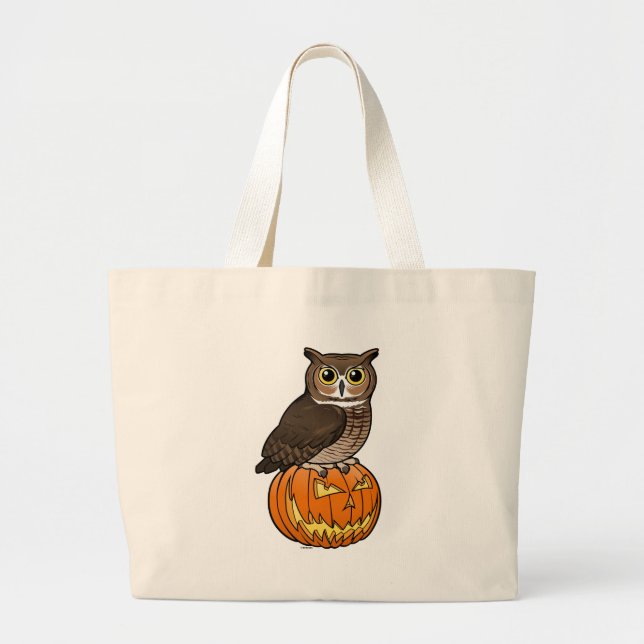 Halloween-Virginia-Uhu Jumbo Stoffbeutel (Vorne)