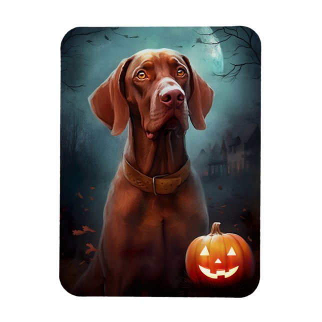 Halloween Vizsla mit Pumpkins Beängstigend Magnet (Vertikal)