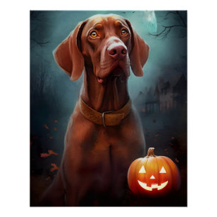 Halloween Vizsla mit Pumpkins Beängstigend Poster