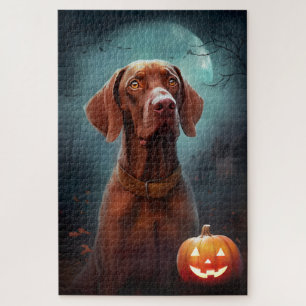 Halloween Vizsla mit Pumpkins Beängstigend Puzzle