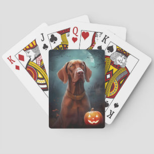 Halloween Vizsla mit Pumpkins Beängstigend Spielkarten