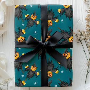 Halloween-Vogelscheuche-Kürbisse Vintage-Muster Geschenkpapier