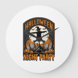 Halloween-Vogelscheuchen-Shirt Vintage-Friedhofspa Große Wanduhr