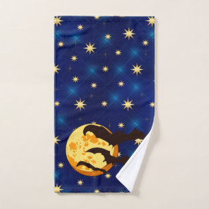 Halloween Vollmond Fledermäuse Nachthimmel Handtuch