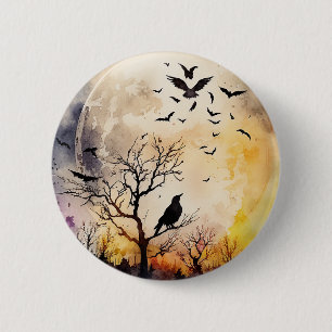 Halloween Vollmond-Fledermäuse raven beängstigende Button