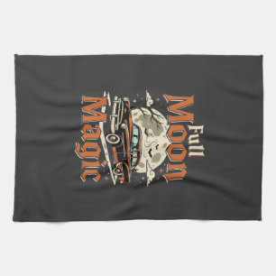 Halloween Vollmond Magie Vintage Auto Geschirrtuch