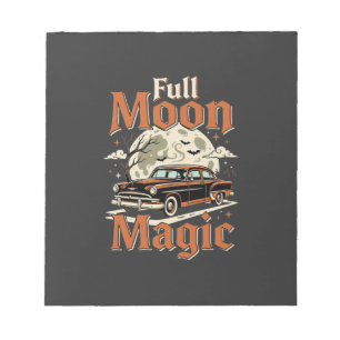Halloween Vollmond Magie Vintage Auto Notizblock