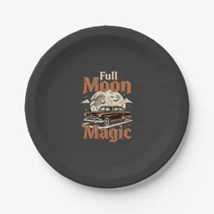 Halloween Vollmond Magie Vintage Auto Pappteller