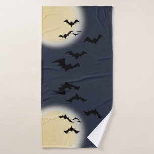 Halloween Vollmond mit Fledermäusen Badetuch Badehandtuch