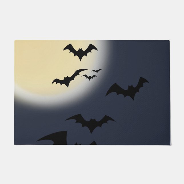 Halloween Vollmond mit Fledermäusen Fußmatte (Vorderseite)