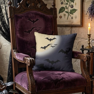 Halloween Vollmond mit Fledermäusen Kissen