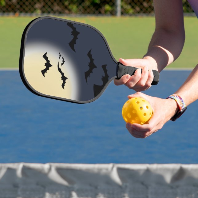 Halloween Vollmond mit Fledermäusen Pickleball Schläger (InSitu)