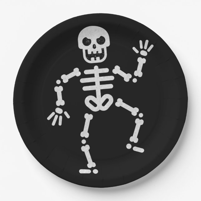 Halloween vom Skeleton-Glitzer Pappteller (Vorderseite)
