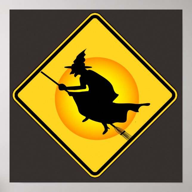 Halloween-Vorsicht Hexenschild Poster (Vorne)