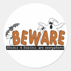 Halloween Vorsicht vor T - Shirt und Geschenken Runder Aufkleber
