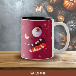 Halloween Wacky Purple Monster Coffee Mug Zweifarbige Tasse