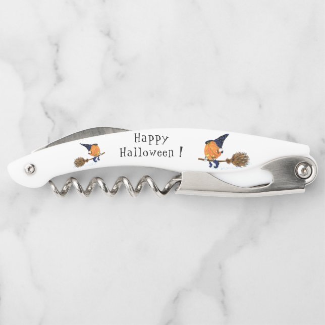 Halloween Waiter's Corkschraube Hexenkürbis Kellnermesser (Rückseite)