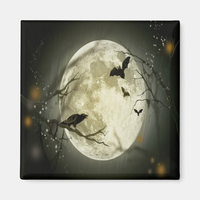 Halloween-Wald, Fledermäuse, Landschaft Magnet (Vorne)
