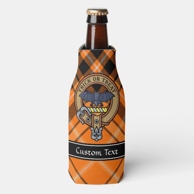 Halloween Wappen über Tartan Flasche Cooler Flaschenkühler (Flaschenvorderseite)