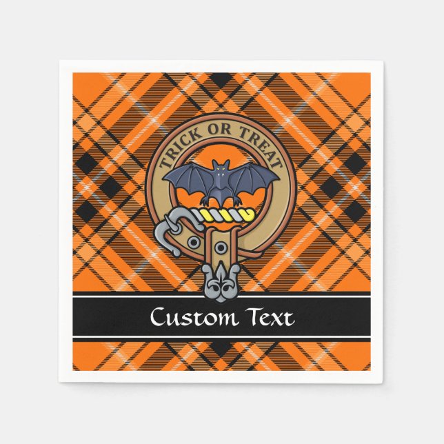 Halloween Wappen über Tartan Napkins Serviette (Vorderseite)