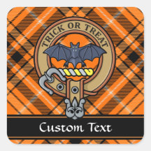 Halloween Wappen über Tartan Square Sticker