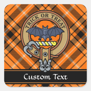 Halloween Wappen über Tartan Square Sticker