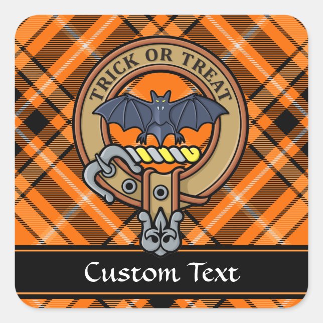 Halloween Wappen über Tartan Square Sticker (Vorderseite)