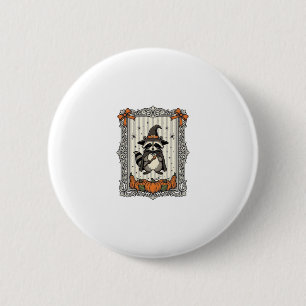 Halloween-Waschbär-Hexe-Kürbis-Vintage-Süß_1 Button