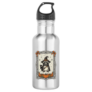 Halloween-Waschbär-Hexe-Kürbis-Vintage-Süß_1 Edelstahlflasche