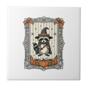 Halloween-Waschbär-Hexe-Kürbis-Vintage-Süß_1 Fliese
