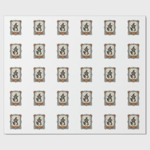 Halloween-Waschbär-Hexe-Kürbis-Vintage-Süß_1 Geschenkpapier