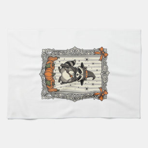 Halloween-Waschbär-Hexe-Kürbis-Vintage-Süß_1 Geschirrtuch
