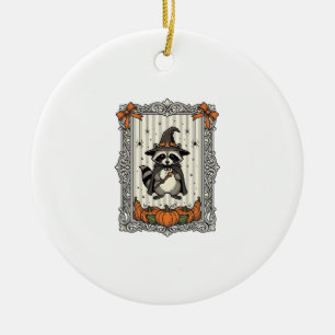 Halloween-Waschbär-Hexe-Kürbis-Vintage-Süß_1 Keramik Ornament