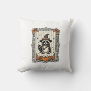 Halloween-Waschbär-Hexe-Kürbis-Vintage-Süß_1 Kissen