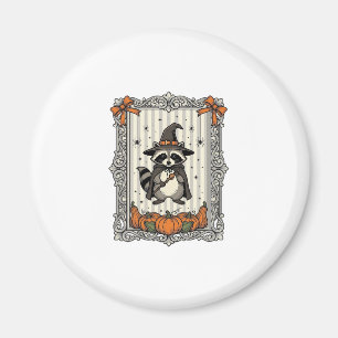 Halloween-Waschbär-Hexe-Kürbis-Vintage-Süß_1 Magnet