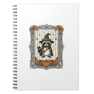 Halloween-Waschbär-Hexe-Kürbis-Vintage-Süß_1 Notizblock