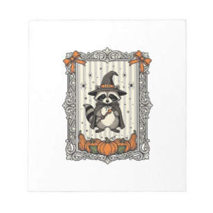 Halloween-Waschbär-Hexe-Kürbis-Vintage-Süß_1 Notizblock