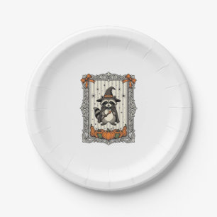 Halloween-Waschbär-Hexe-Kürbis-Vintage-Süß_1 Pappteller