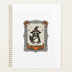 Halloween-Waschbär-Hexe-Kürbis-Vintage-Süß_1 Planer