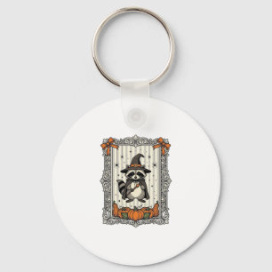 Halloween-Waschbär-Hexe-Kürbis-Vintage-Süß_1 Schlüsselanhänger