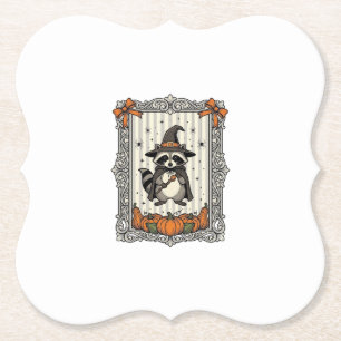 Halloween-Waschbär-Hexe-Kürbis-Vintage-Süß_1 Untersetzer
