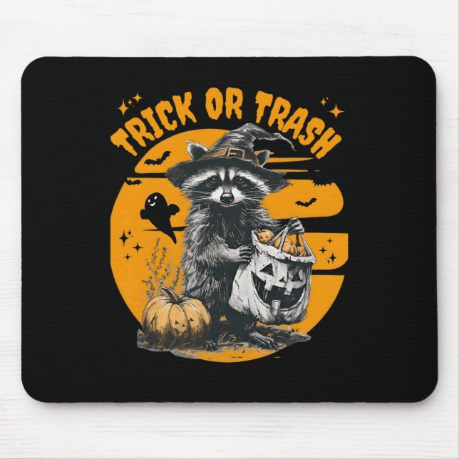 Halloween-Waschbär-Trick oder Müll Retro-Waschbäre Mousepad (Vorne)